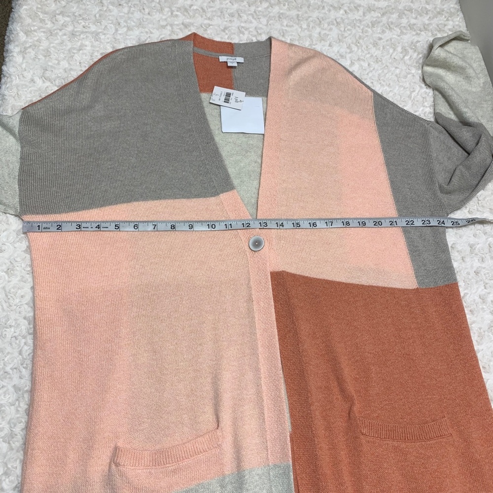 J. Jill Pure Jill Patchwork Color-Block Longline Cardigan Cotton Blend Sz L - Picture 10 of 11